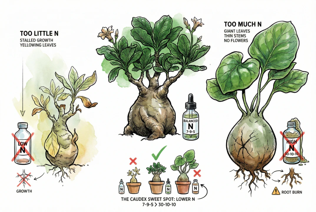 Plant with healthy green leaves demonstrating nitrogen effects