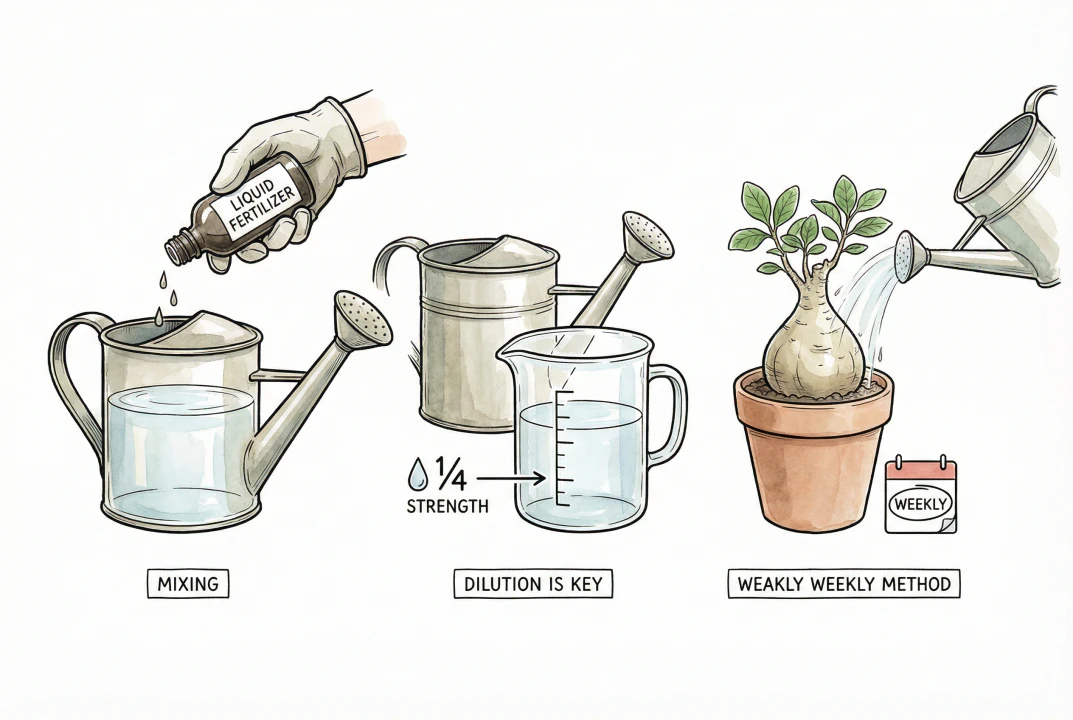 Mixing liquid fertilizer concentrate with water for precise feeding