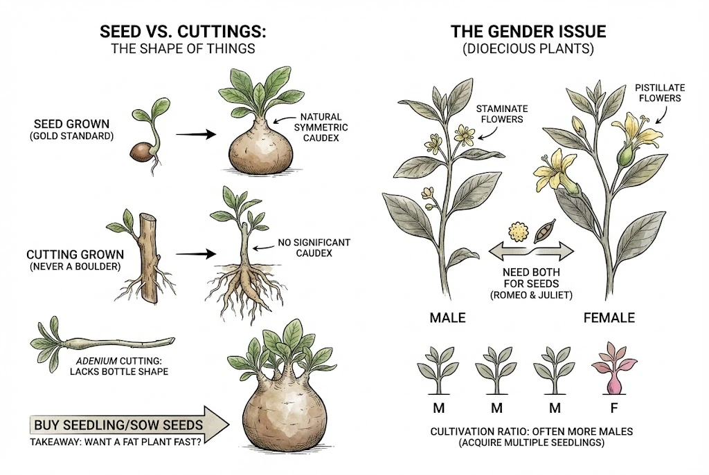 Formas de plantas caudiciformes obtenidas de semillas y esquejes