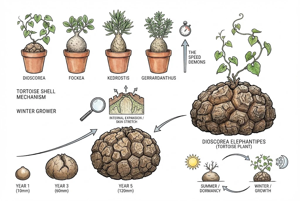 Caudex de Dioscorea elephantipes y liana estacional