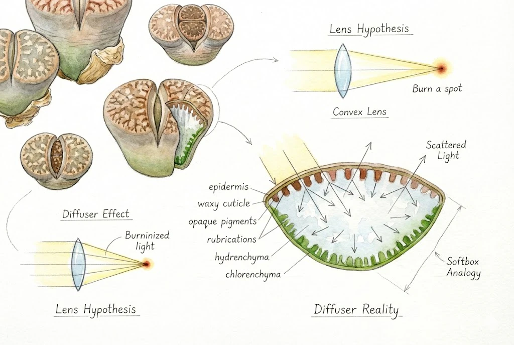 Conceptual illustration of a Lithops leaf window