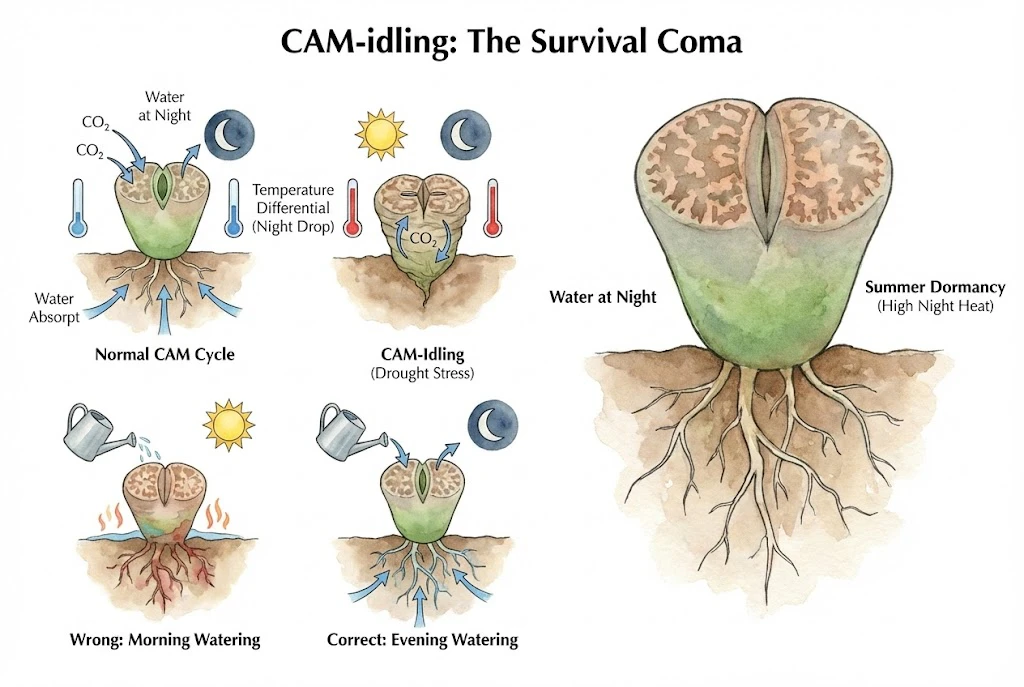 Conceptual illustration of the later CAM phase near dusk