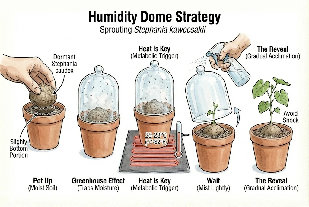 Illustration conceptuelle d’une cloche d’humidité ventilée pour un tubercule dormant