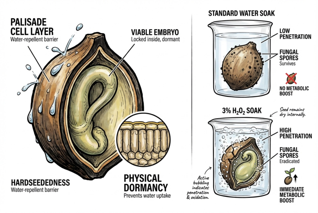 Conceptual illustration of physical dormancy in a genuinely water-impermeable seed