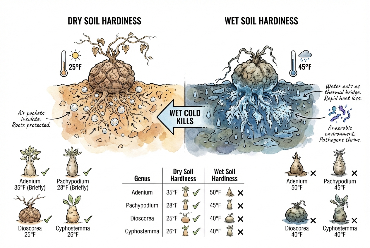 Cold temperature and wet root-zone conditions treated as separate risks