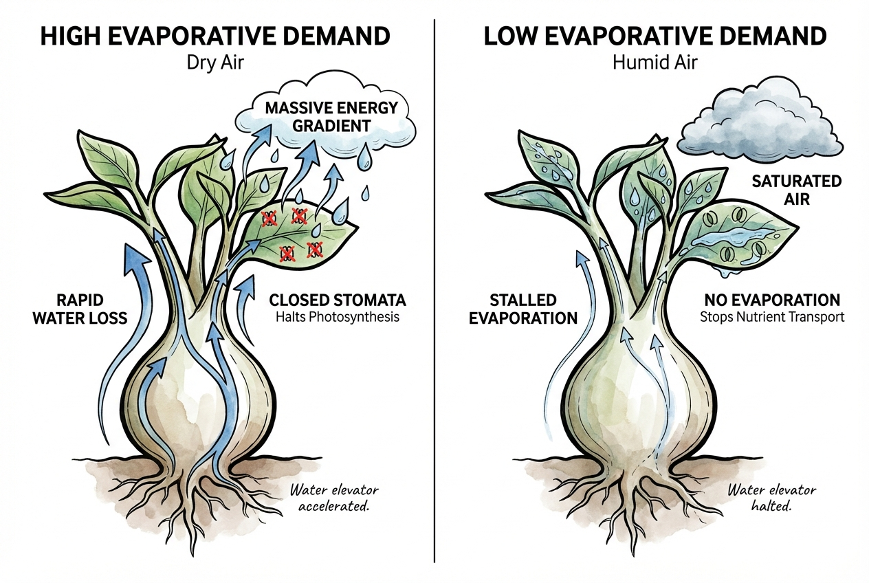 Conceptual relationship between atmospheric drying demand and plant water supply