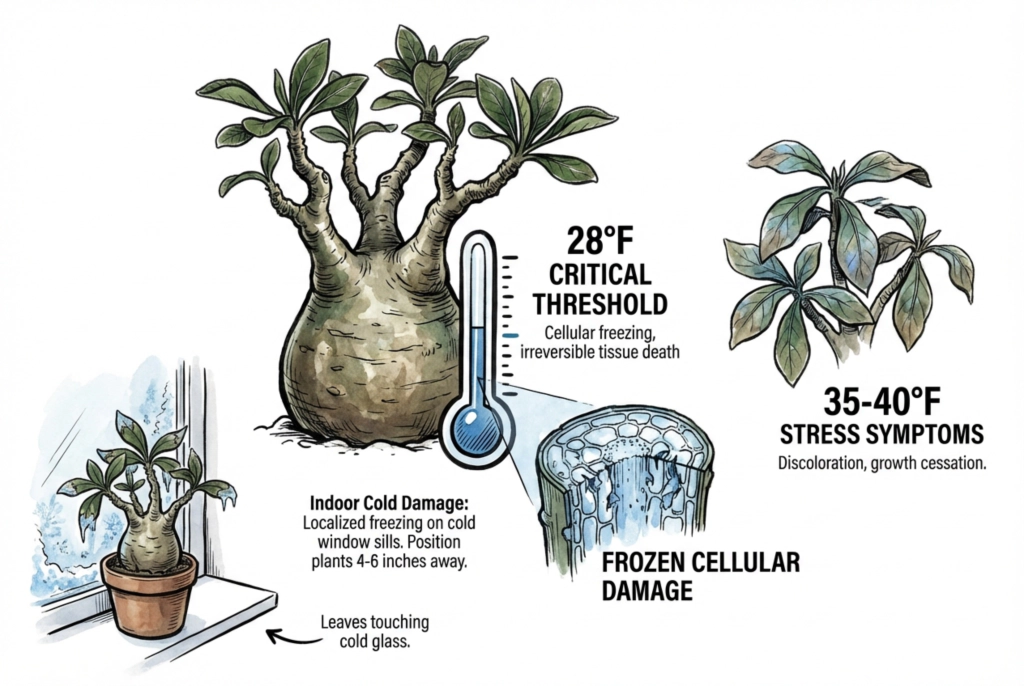 Illustration conceptuelle du stress thermique chez les plantes à caudex