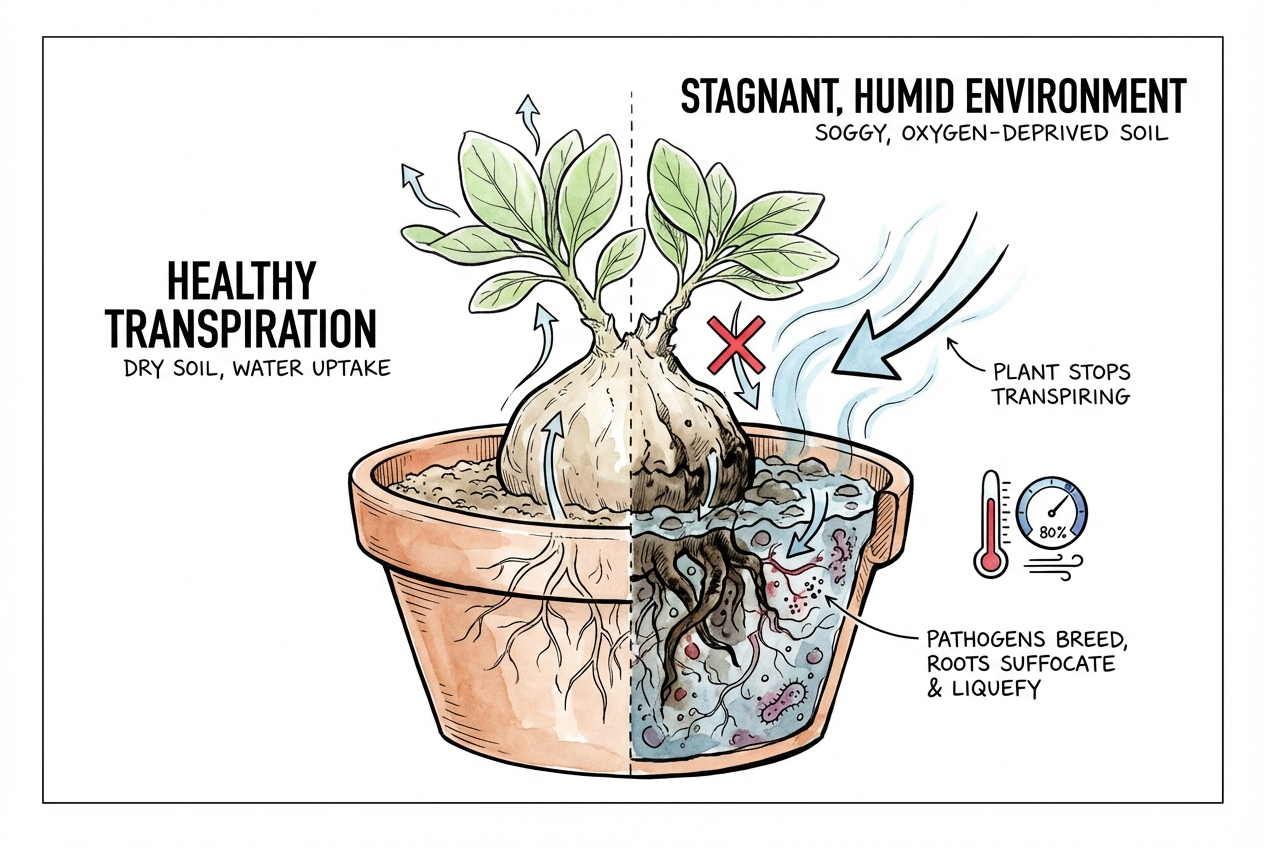 Conceptual distinction between humid air and saturated root media