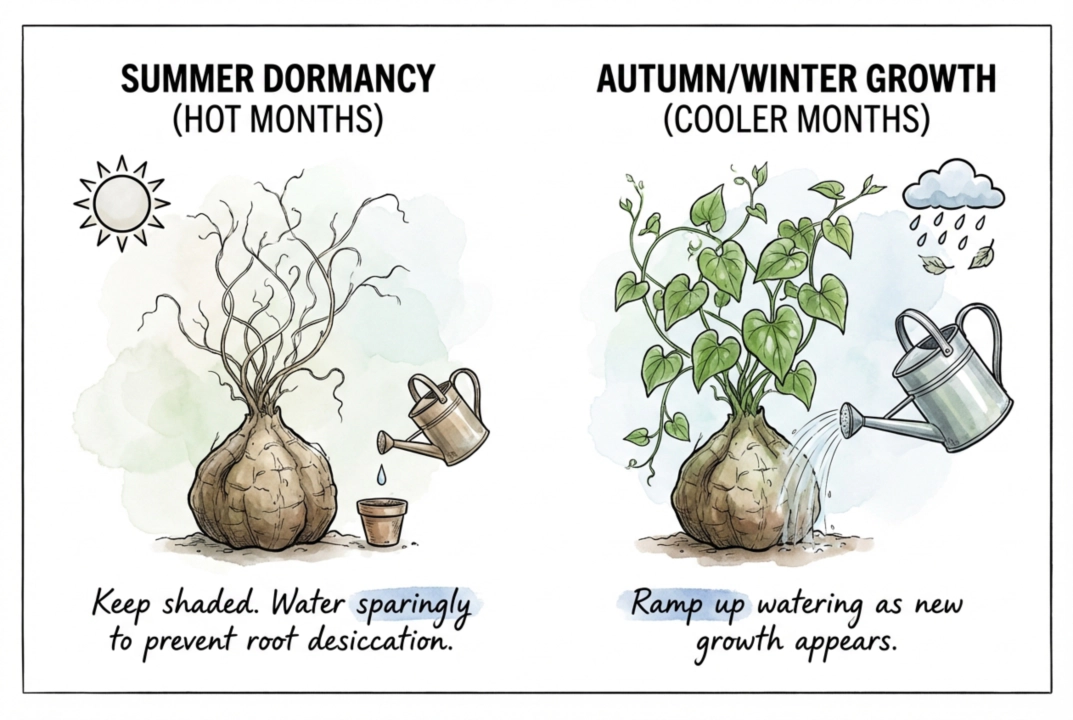Winter-growing caudiciforms can be active while summer growers rest