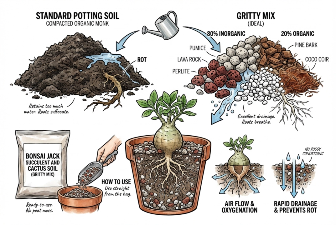 Choose substrate components by the pot's observed wetting and dry-down