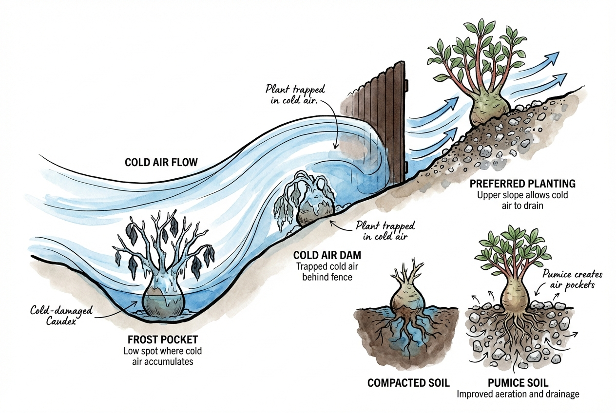 Cold-air drainage and frost pockets under calm radiational-frost conditions