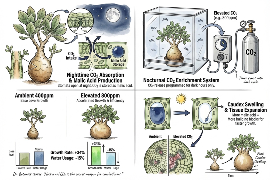 Cellular process of CAM plants absorbing CO2 at night