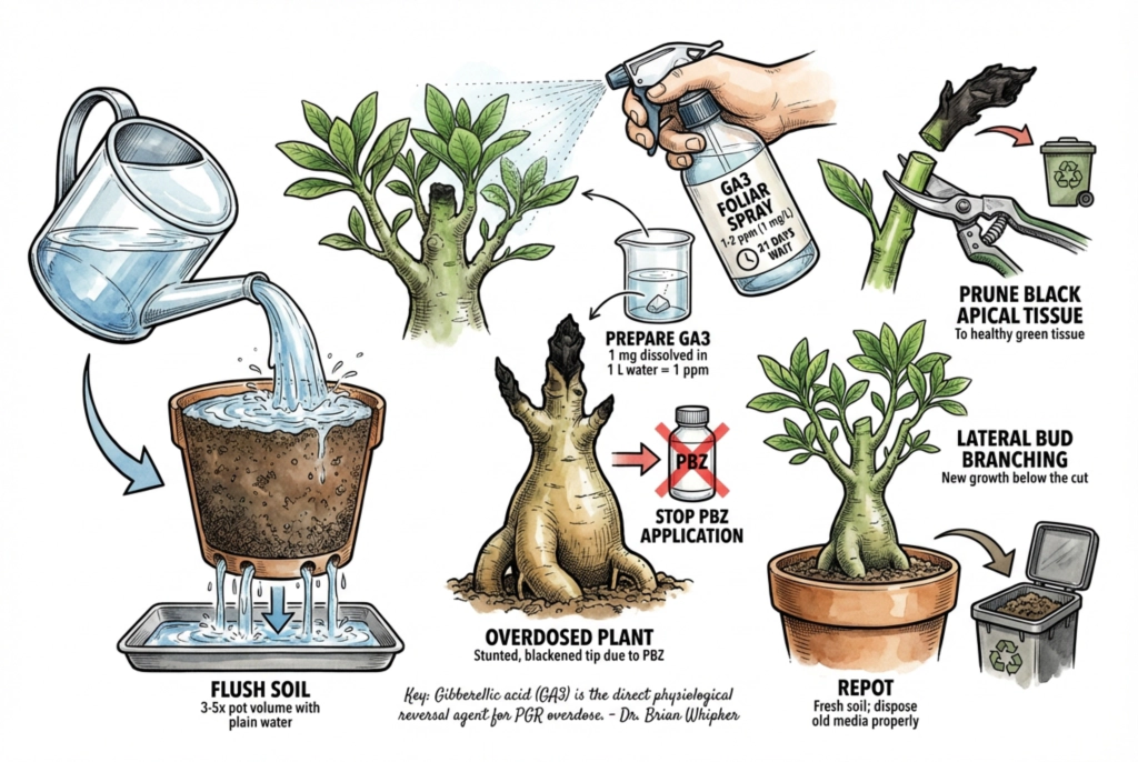 Gibberellic acid rescue steps for a caudex plant