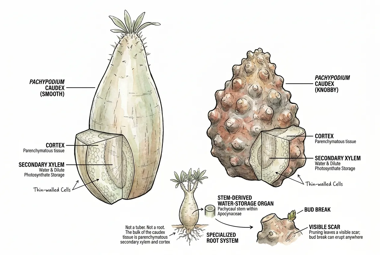Smooth vs Knobby Pachypodium Caudex: Why It Differs