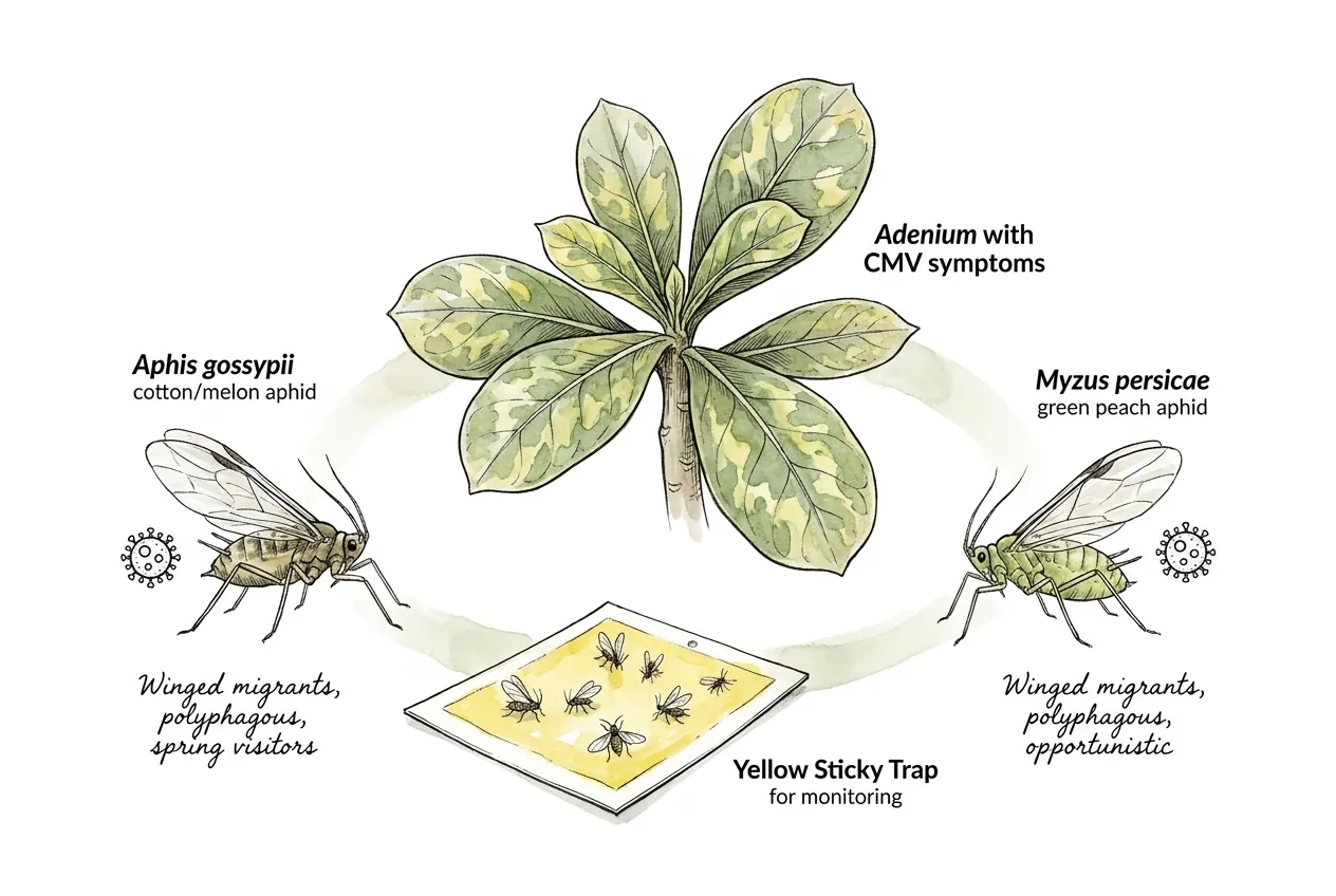 Cotton aphid and green peach aphid on yellow sticky trap