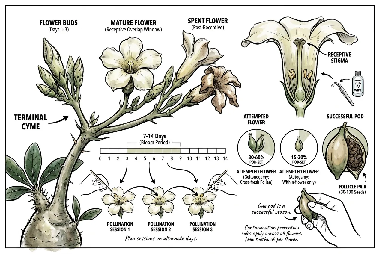 Selecting flowers per inflorescence for hand pollination
