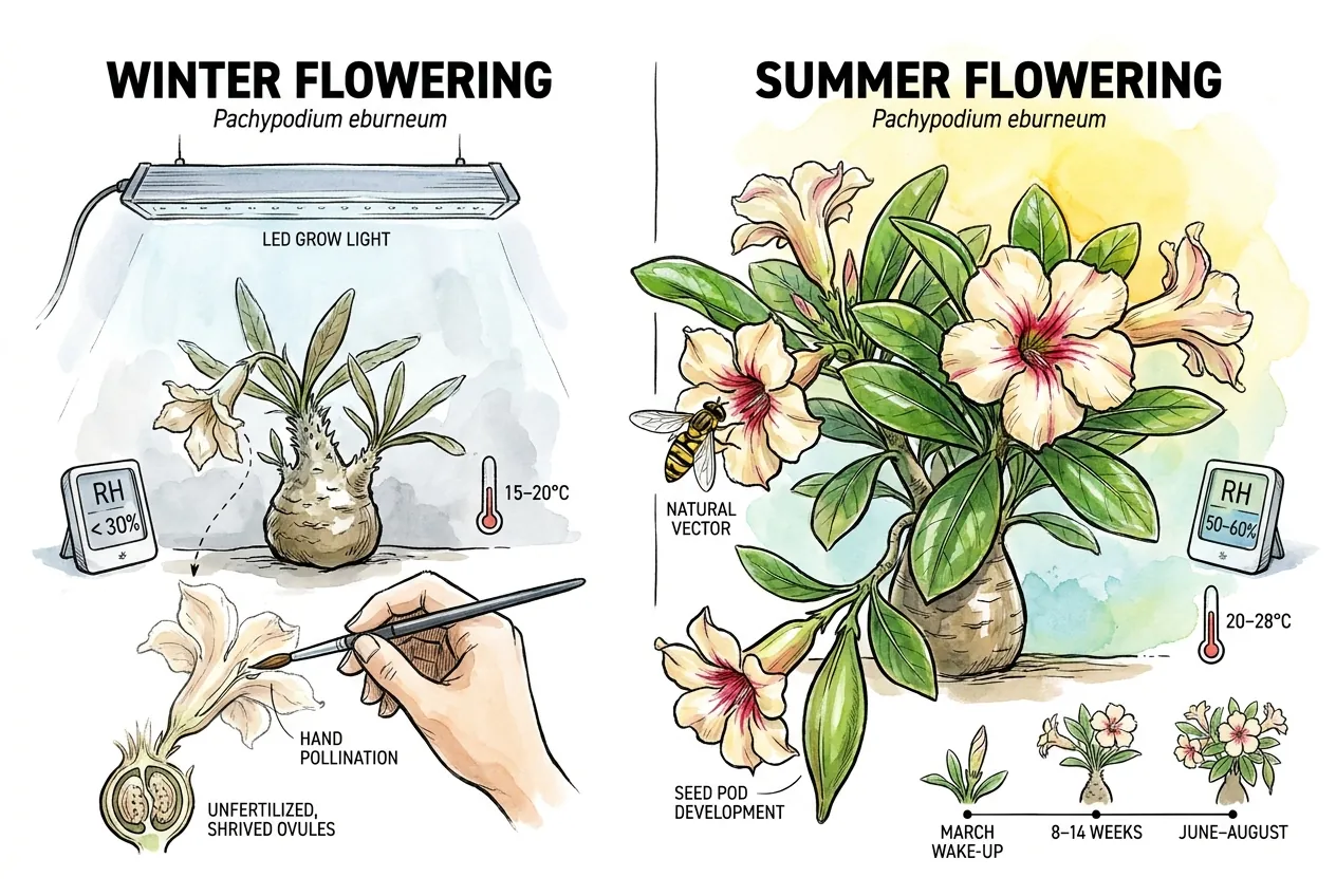 Winter versus summer flowering timing comparison for Pachypodium