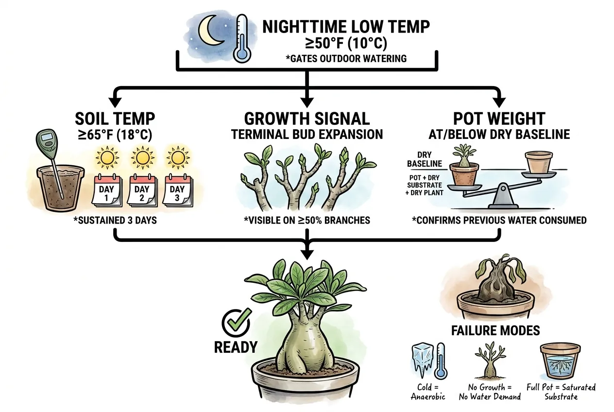 Four-signal hierarchy for deciding when to water adenium