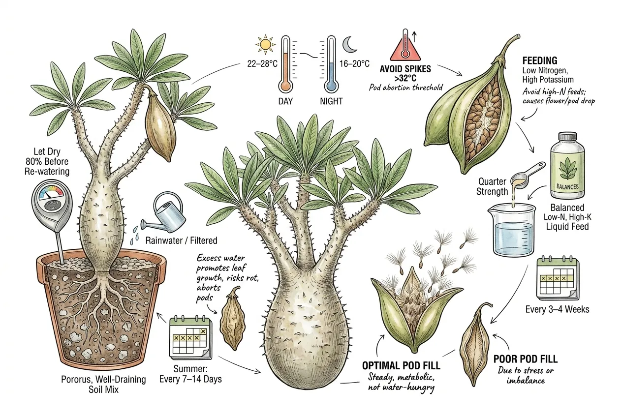 Watering feeding and temperature regime for maximum seed fill