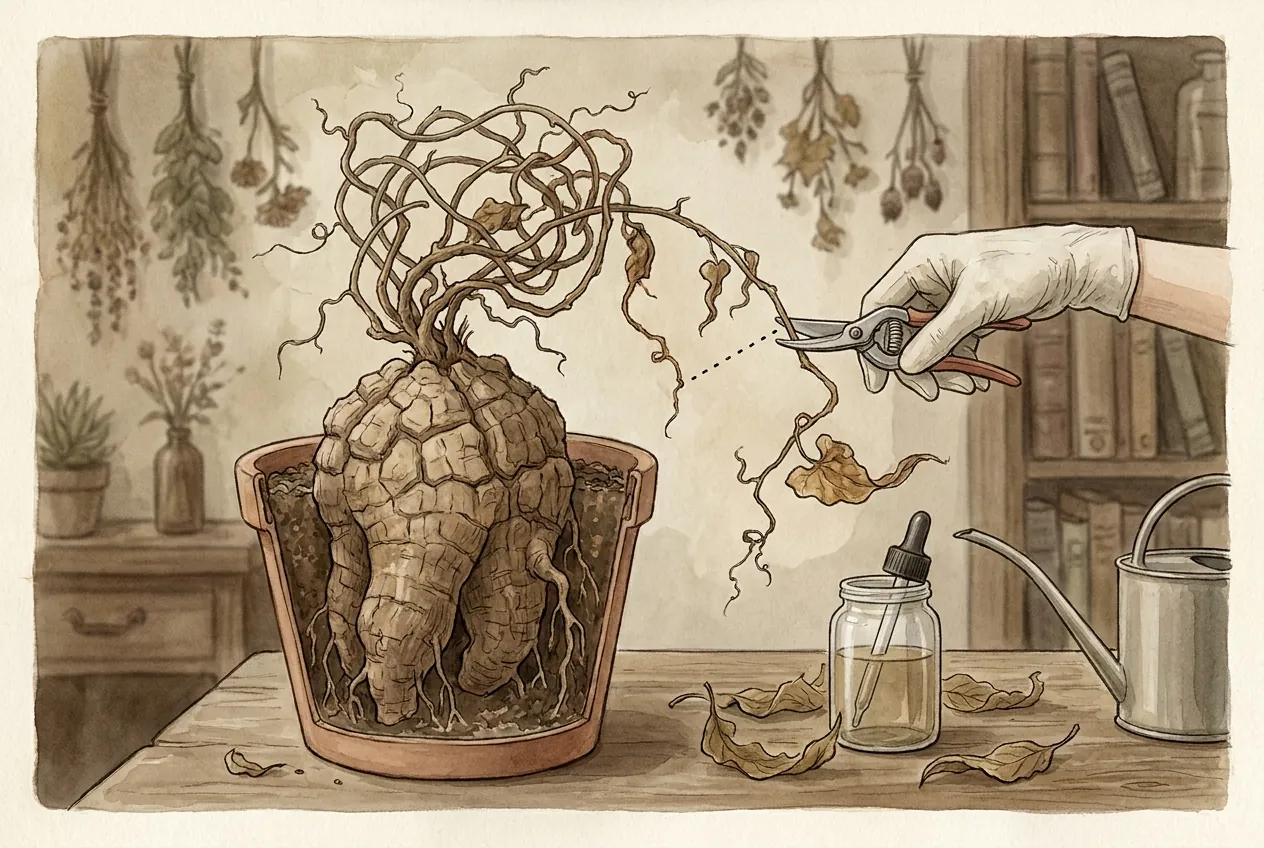 Dioscorea elephantipes Vine: Cut or Wait?