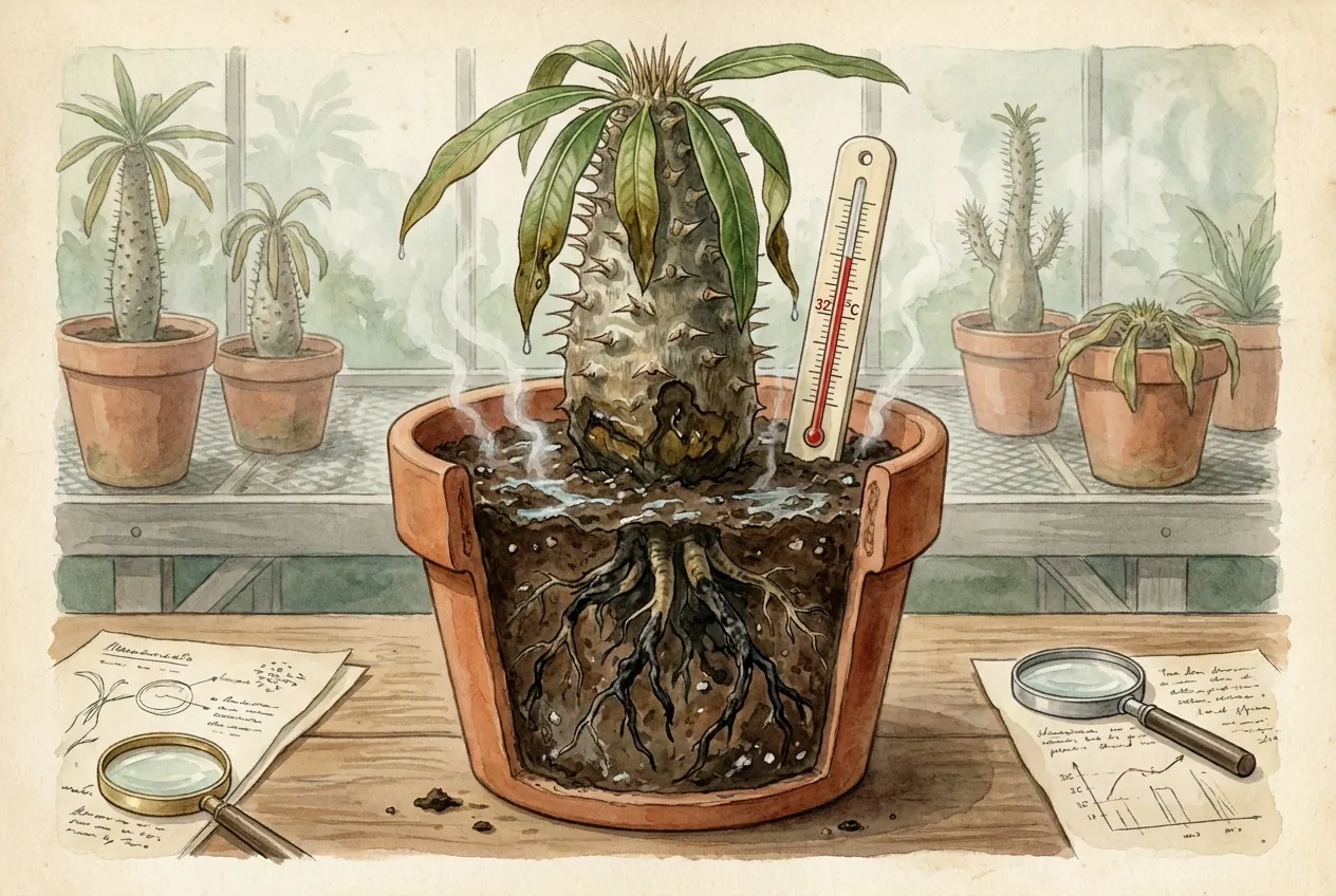 Pachypodium Lamerei Root Rot: 32 C Hot Soil Kills Imports