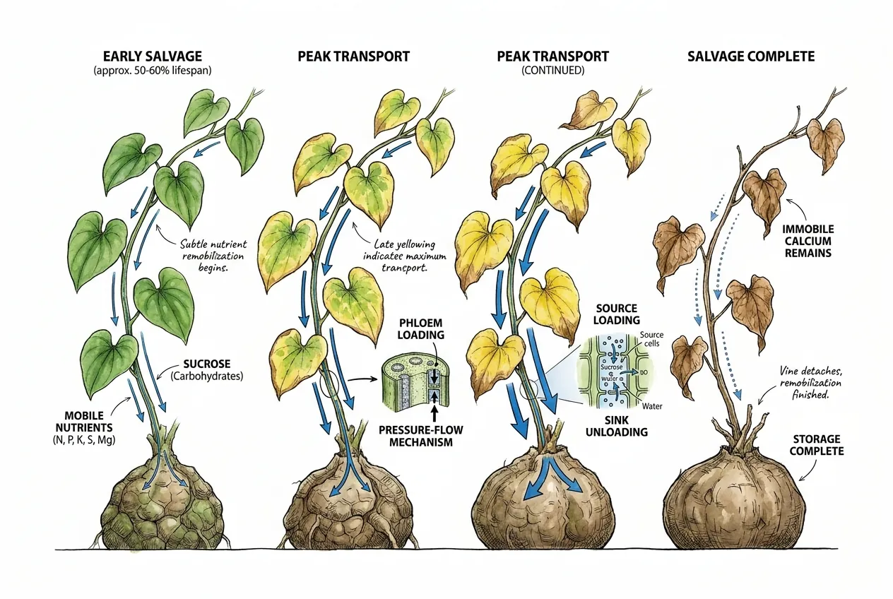 Conceptual nutrient remobilization during vine senescence