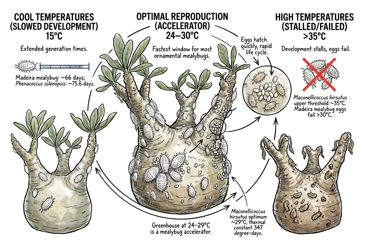 Conceptual illustration of temperature and pest development