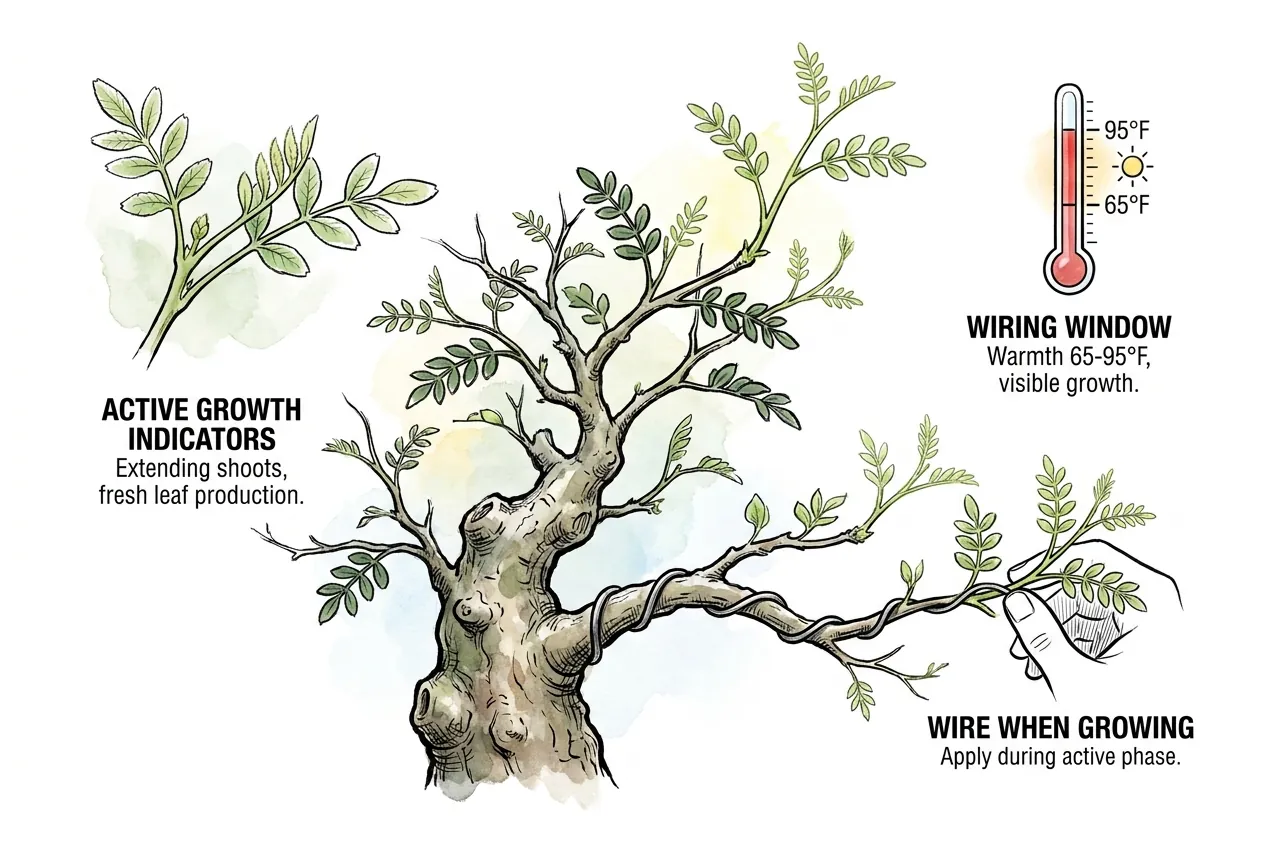 Elephant tree pushing fresh shoots and new leaves in warm conditions