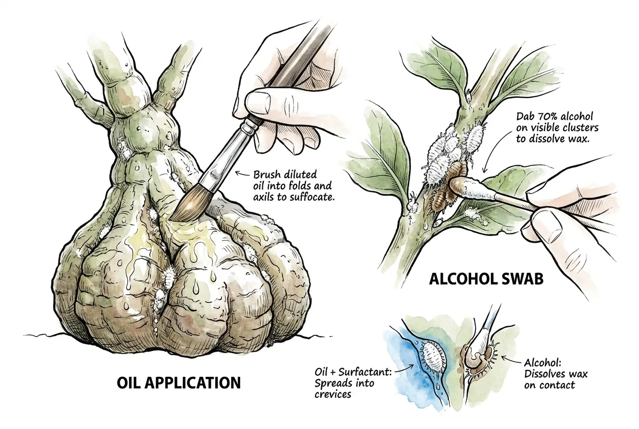Conceptual illustration of contact treatment in caudex folds