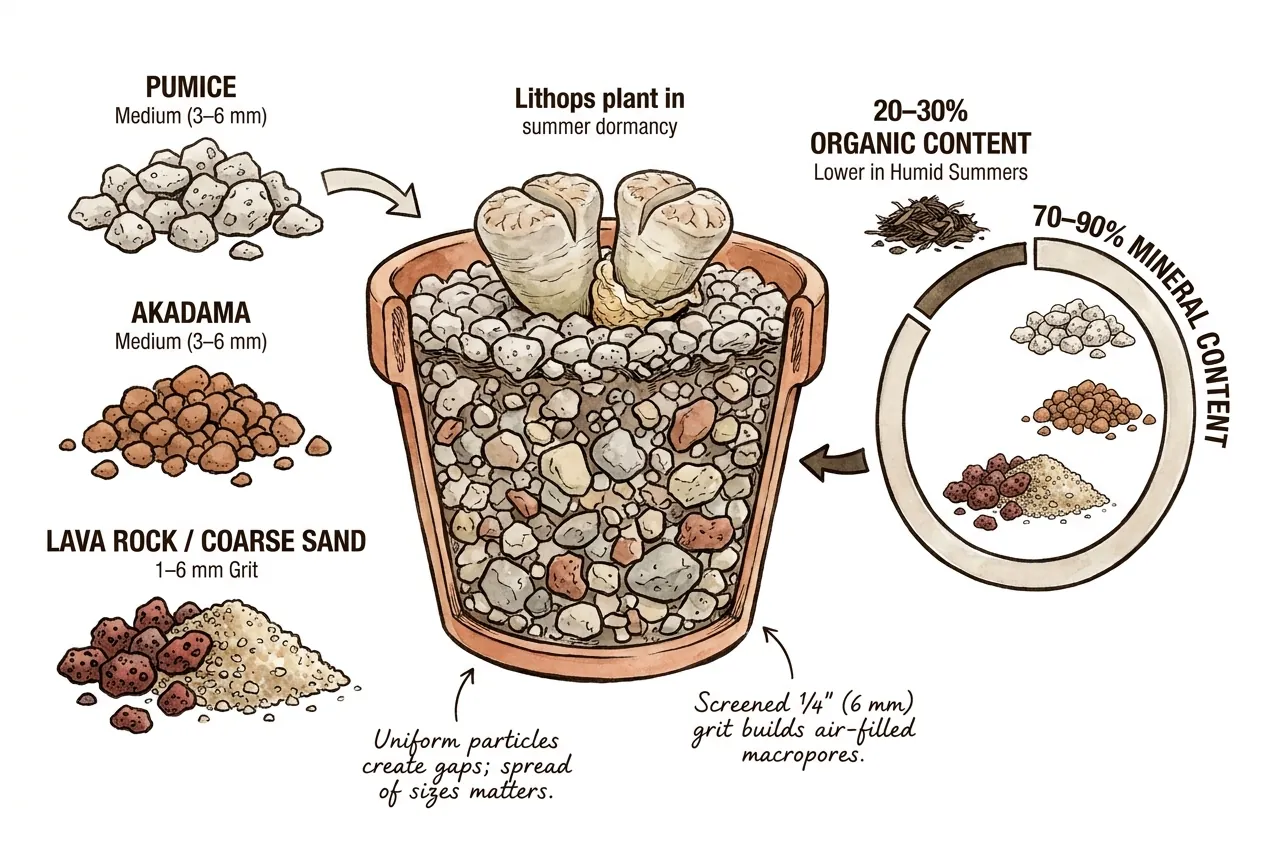Conceptual illustration of mineral substrate particles for Lithops
