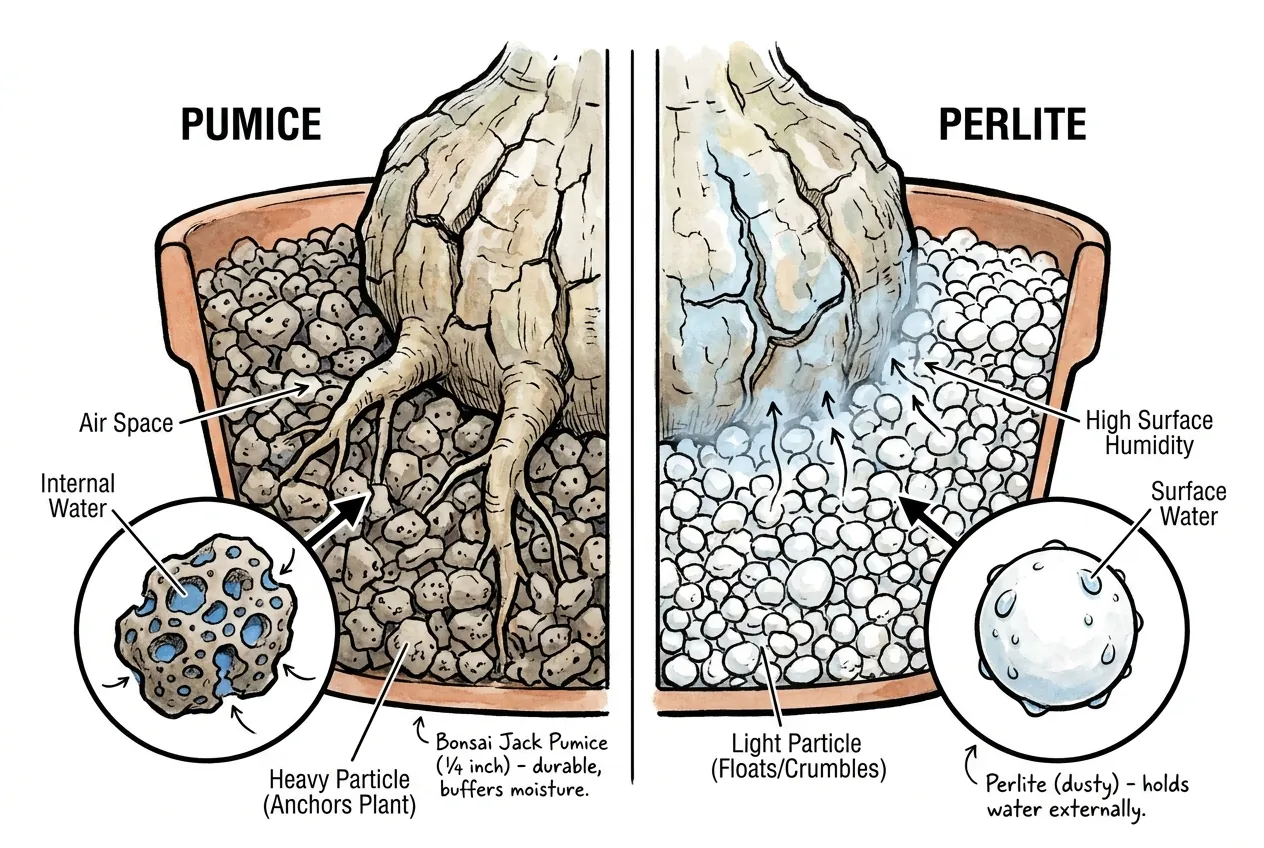 Cross sections of pumice and perlite particles showing internal porosity