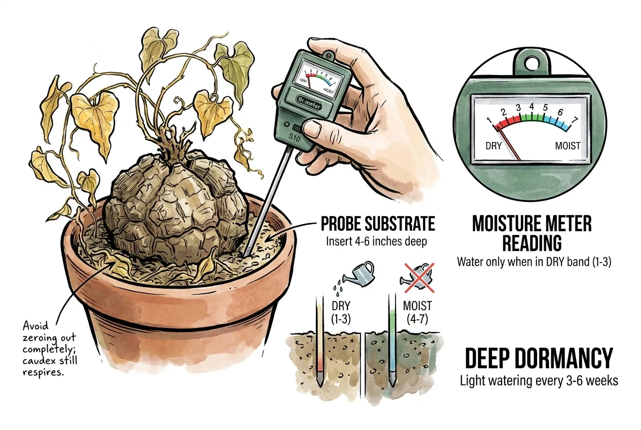 Conceptual analog soil moisture meter in a coarse mix