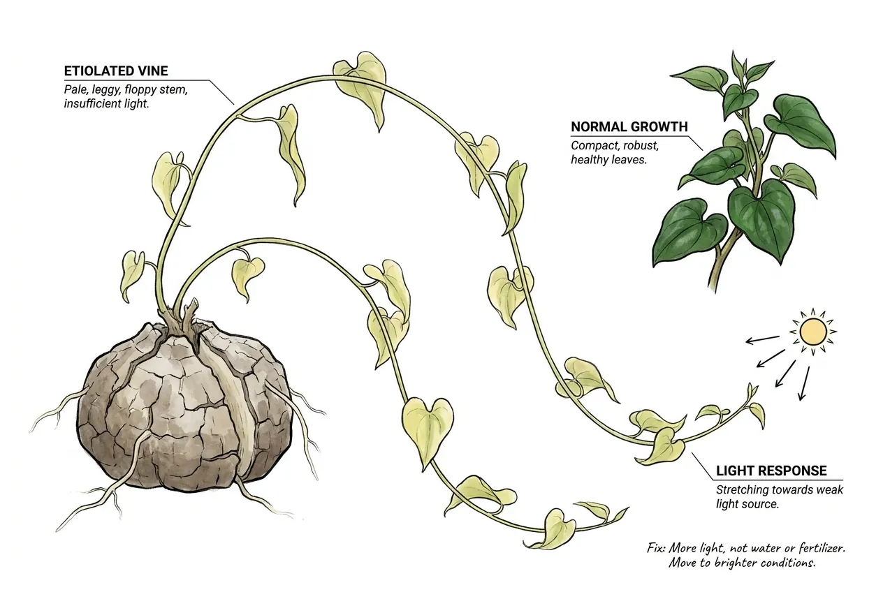 Conceptual pale elongated new vine