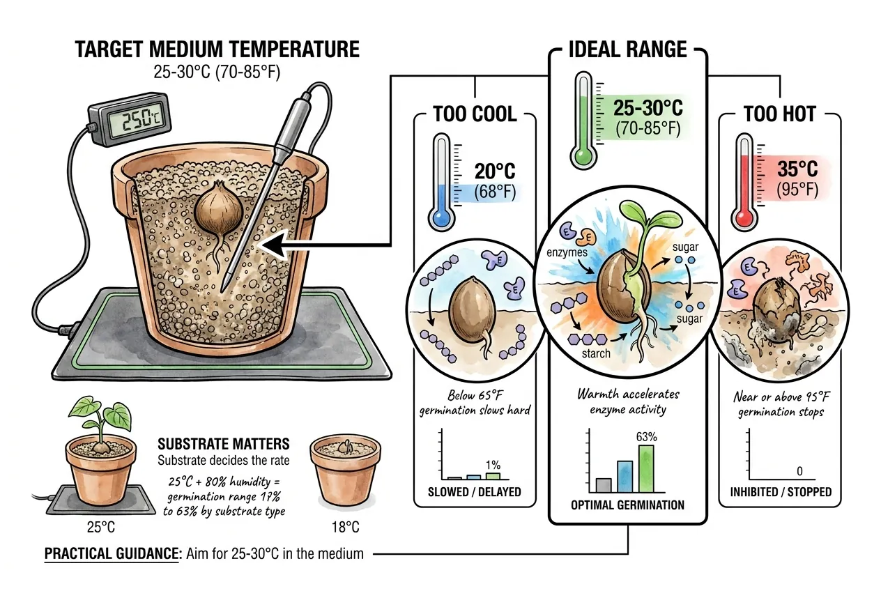 Mesure de la température du substrat de germination à la profondeur des graines