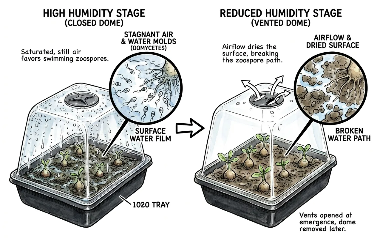 Évolution de la ventilation avant et après la levée des plantules