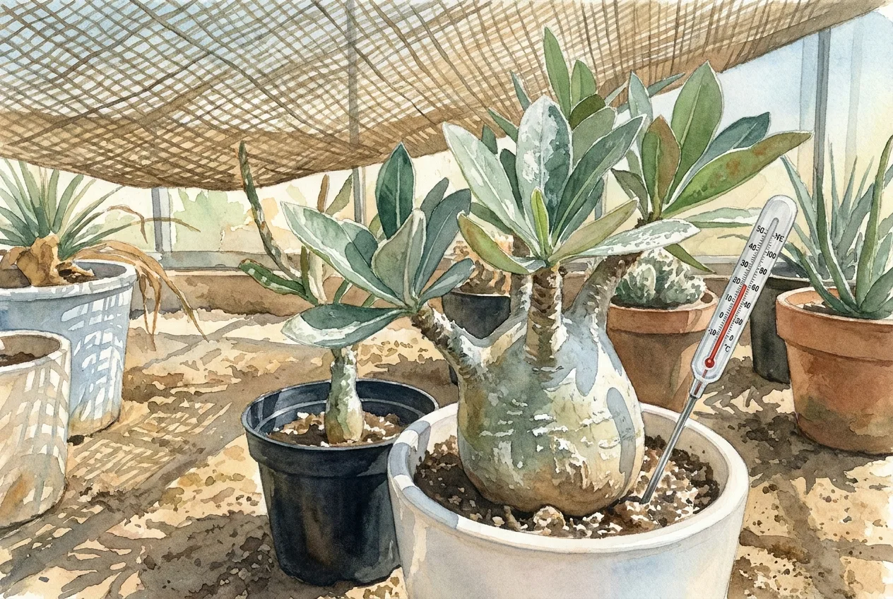 Caudex Sunburn Prevention: Shade, Pot Heat & Kaolin