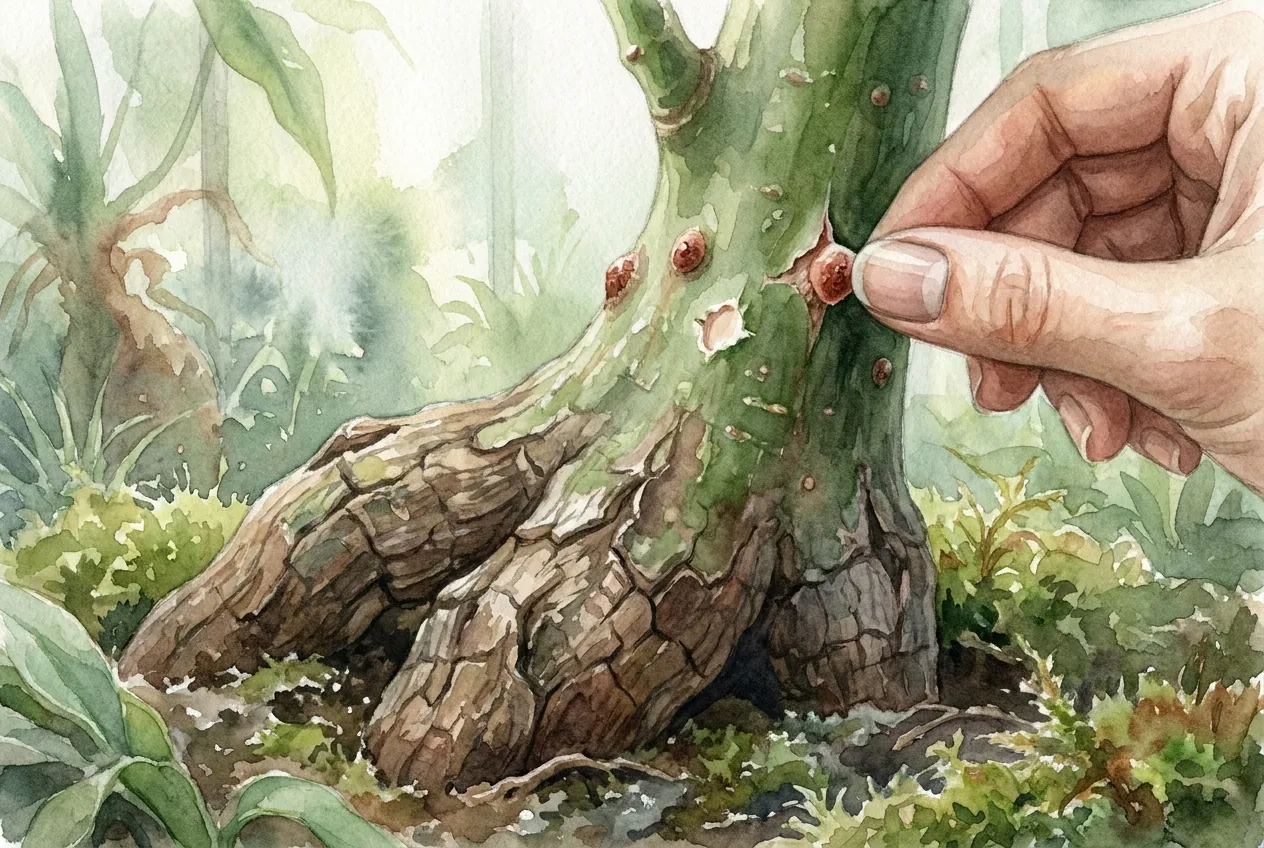 Scale vs Corking on Caudex? The Fingernail Test