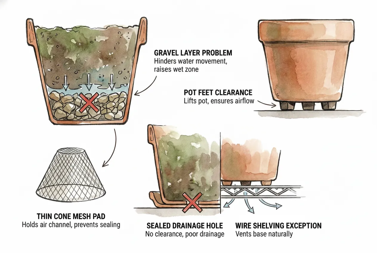 Botanical illustration for: Drainage hardware that makes any pot work
